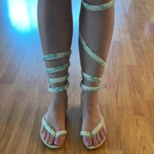 Jean Michael Cazaba size 37 coiled snake skin sandals. Good used condition.